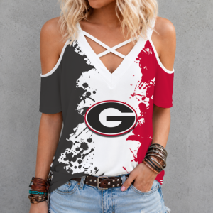 Limited Edition – Customized NCAA Georgia Bulldogs Criss Cross V-Neck Top
