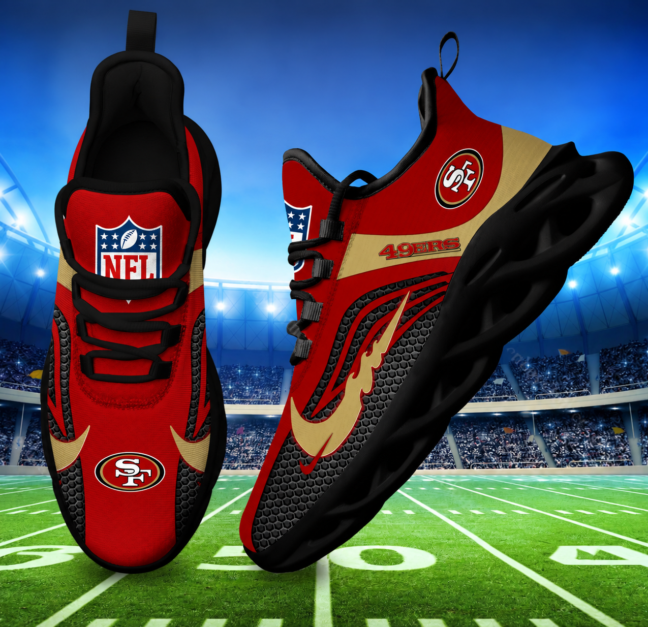 Limited Edition – Customized NFL San Francisco 49Ers Unisex Max Soul Sneakers - Image 2