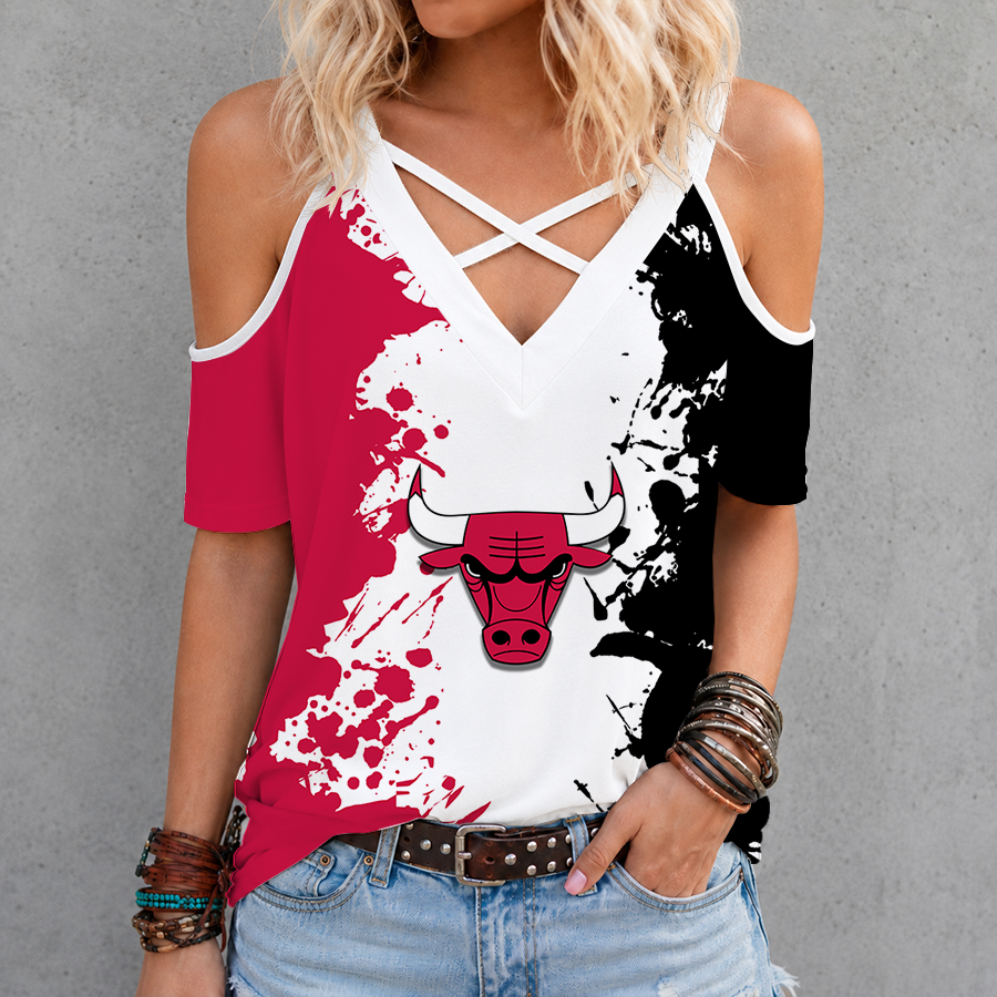 Limited Edition – Customized Nba Chicago Bulls Criss Cross V-Neck Top