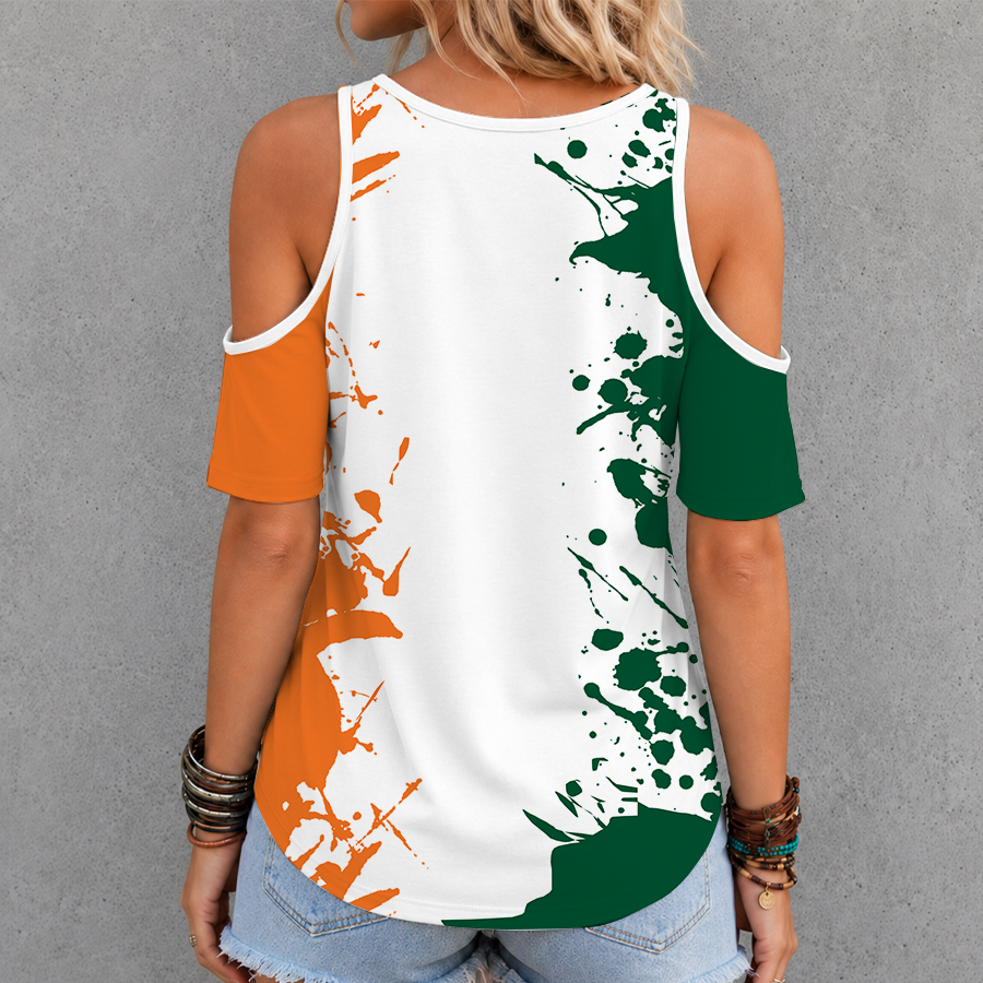 Limited Edition – Customized NCAA Miami Hurricanes Criss Cross V-Neck Top - Image 2