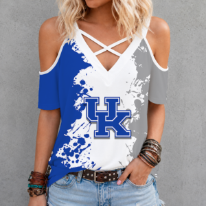 Limited Edition – New Customized NCAA Kentucky Wildcats Criss Cross V-Neck Top