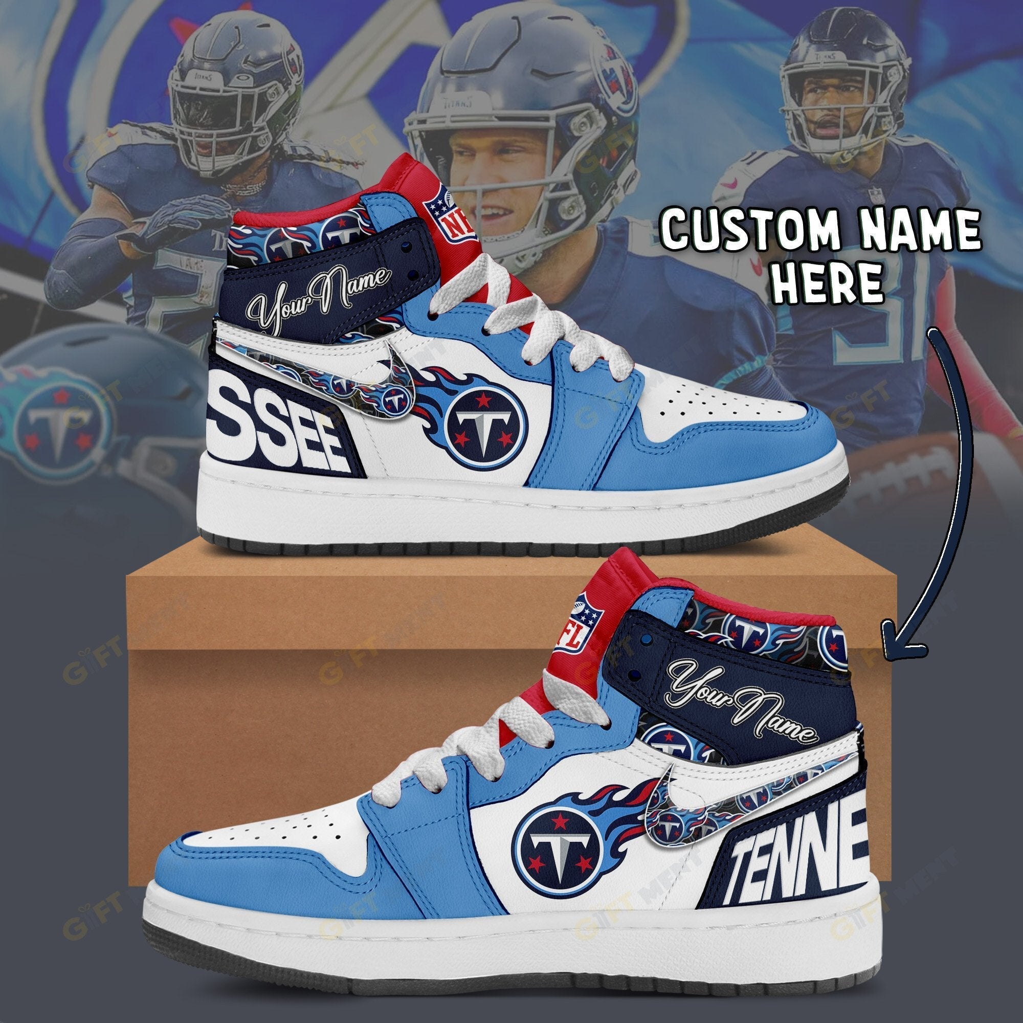 Limited Edition – Customized NFL Tennessee Titans Air Jordan 1 Shoes