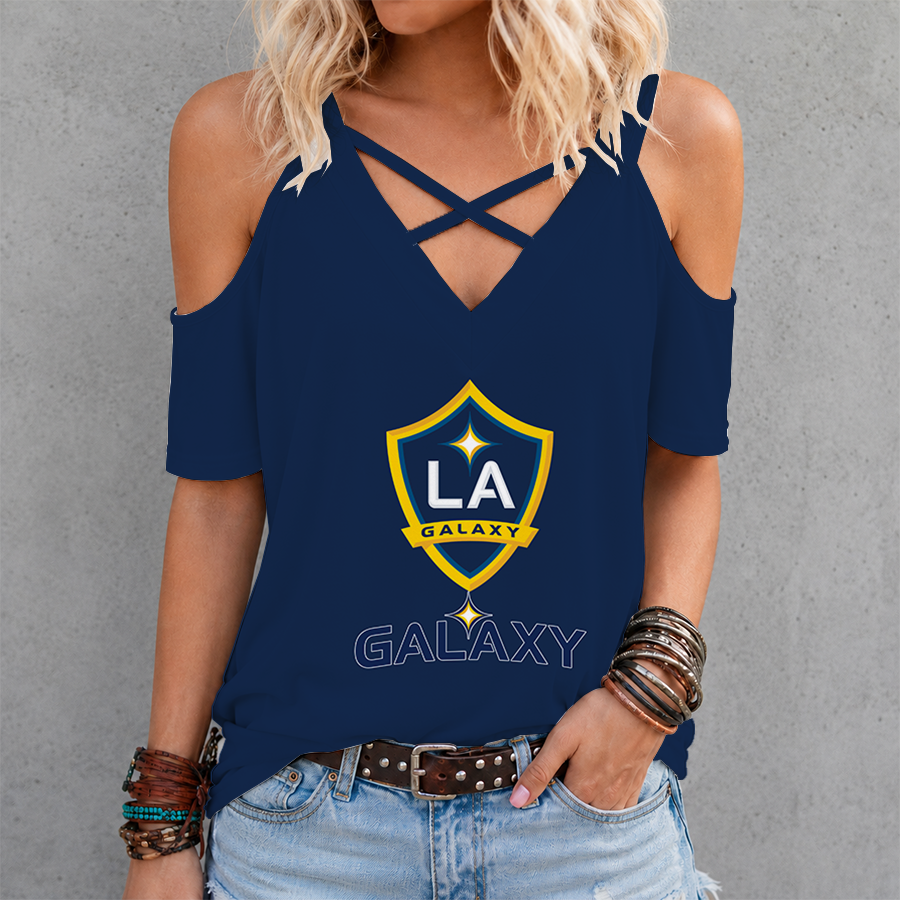 Limited Edition – Customized MLS La Galaxy Criss Cross V-Neck Top