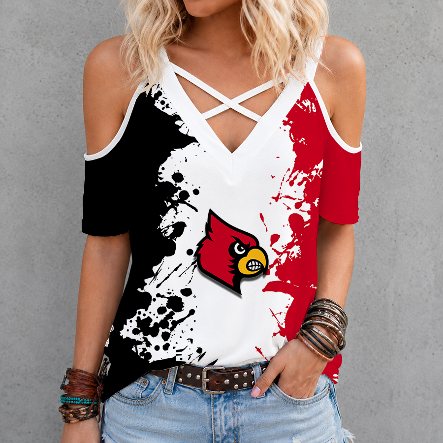 Limited Edition – Customized NCAA Louisville Cardinals Criss Cross V-Neck Top