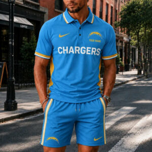 Limited Edition – Customized NFL Los Angeles Chargers Polo Shirt & Short Pants