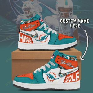 Limited Edition – Customized NFL Miami Dolphins Air Jordan 1 Shoes