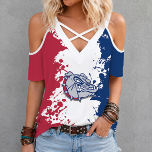 Limited Edition – New Customized NCAA Gonzaga Bulldogs Criss Cross V-Neck Top
