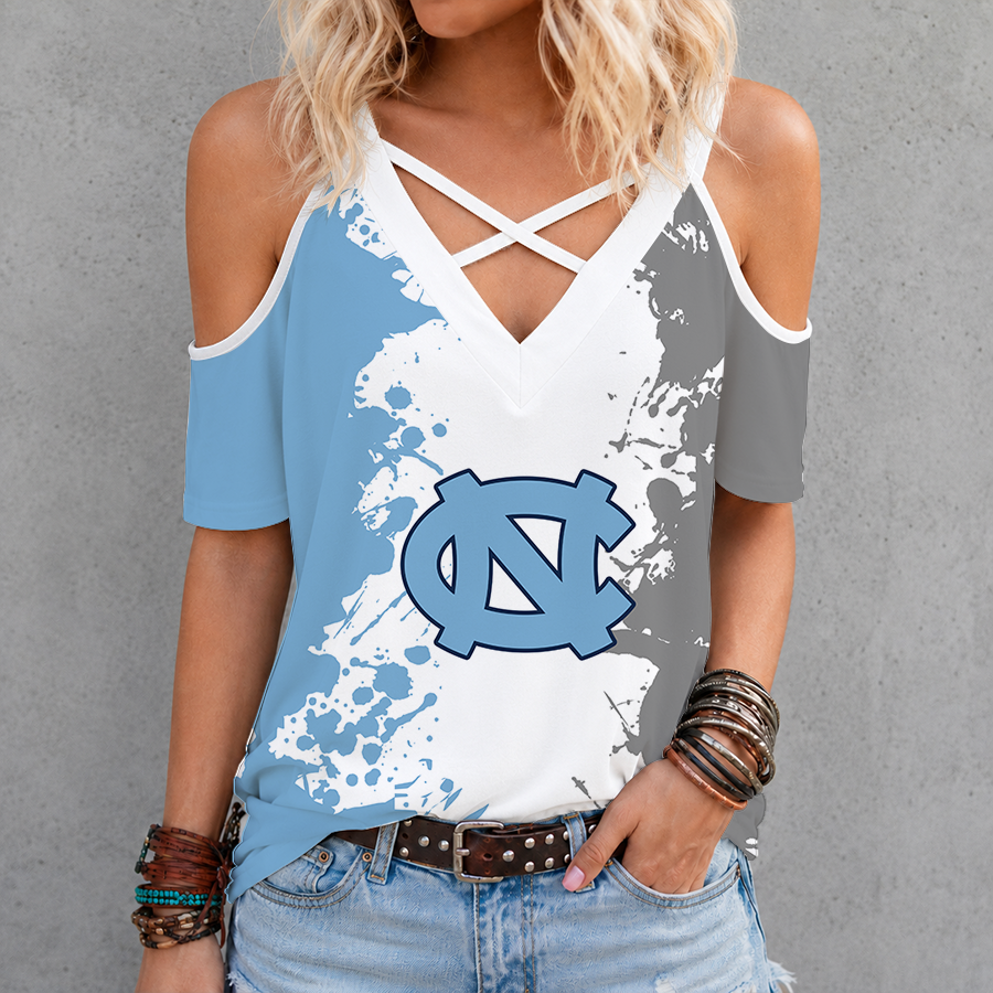 Limited Edition – Customized NCAA North Carolina Tar Heels Criss Cross V-Neck Top