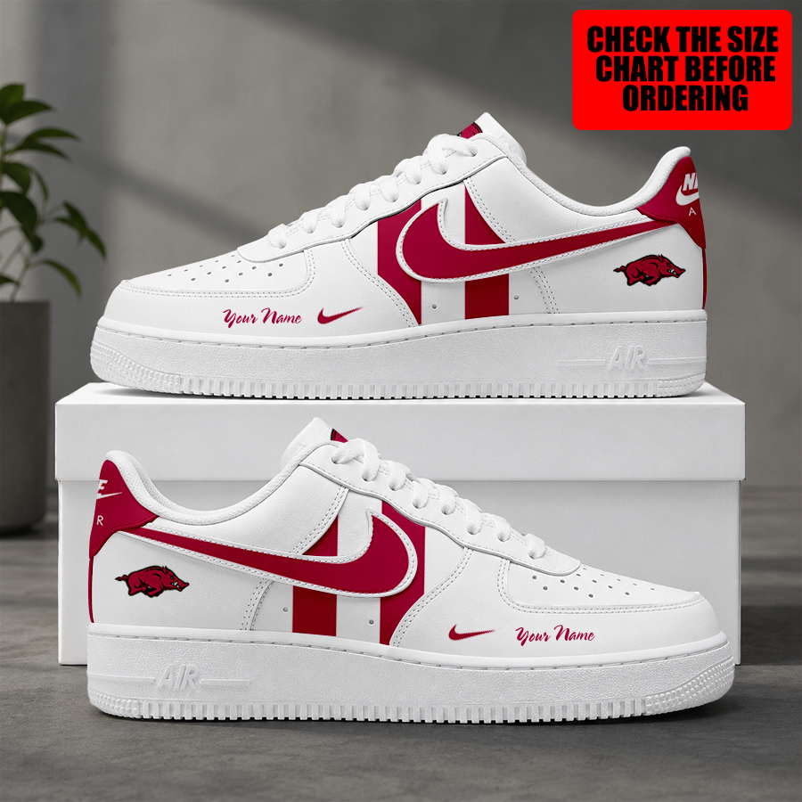 Limited Edition – New Customized NCAA Arkansas Razorbacks Strappy Air Force 1 Shoes