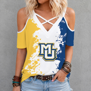Limited Edition – New Customized NCAA Marquette Golden Eagles Criss Cross V-Neck Top