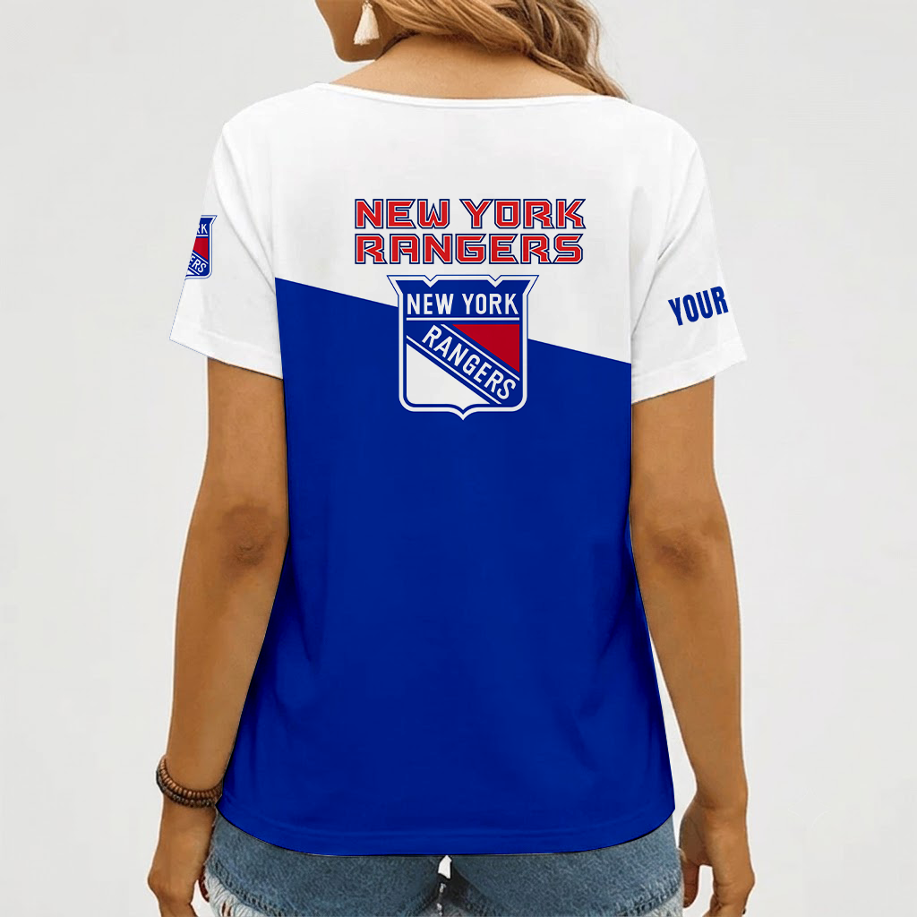 Limited Edition – Customized NHL New York Rangers V-Neck Female Shirt - Image 2