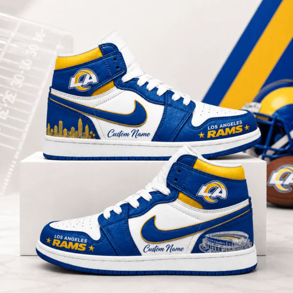Limited Edition – Customized NFL Los Angeles Rams Air Jordan 1 Shoes