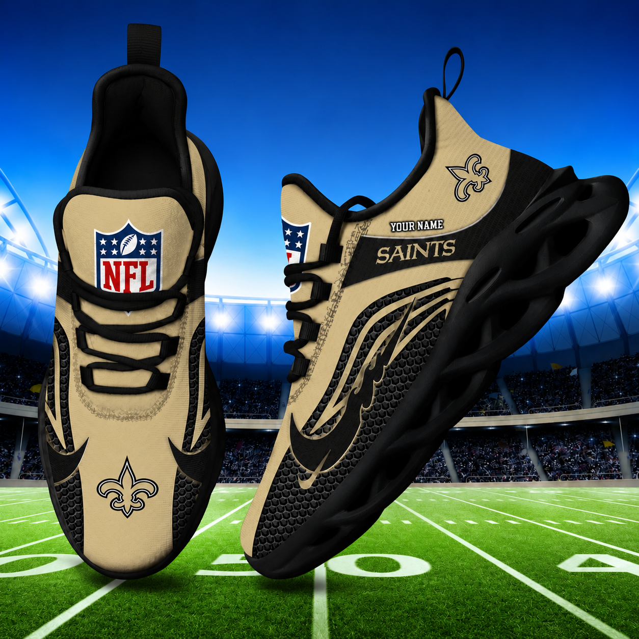 Limited Edition – Customized NFL New Orleans Saints Unisex Max Soul Sneakers - Image 2