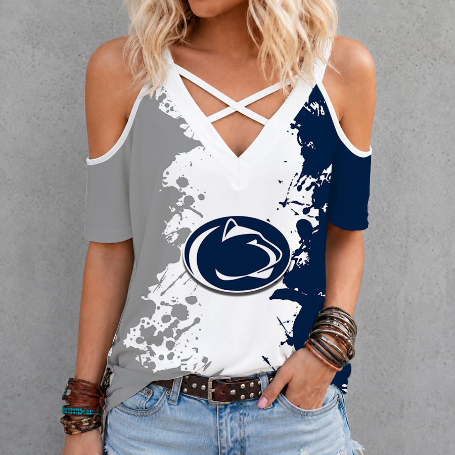 Limited Edition – Customized NCAA Penn State Nittany Lions Criss Cross V-Neck Top