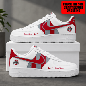 Limited Edition – New Customized NCAA Ohio State Buckeyes Strappy Air Force 1 Shoes