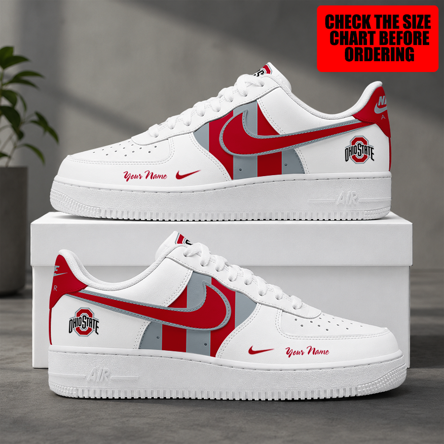 Limited Edition – New Customized NCAA Ohio State Buckeyes Strappy Air Force 1 Shoes
