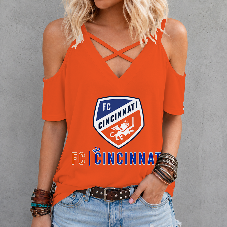 Limited Edition – Customized MLS Fc Cincinnati Criss Cross V-Neck Top
