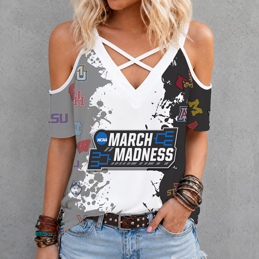 Limited Edition – New Customized NCAA All Teams Criss Cross V-Neck Top