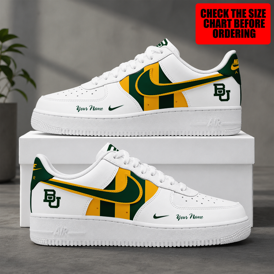 Limited Edition – New Customized NCAA Baylor Bears Strappy Air Force 1 Shoes