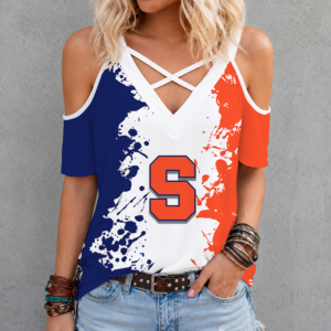 Limited Edition – New Customized NCAA Syracuse Orange Criss Cross V-Neck Top
