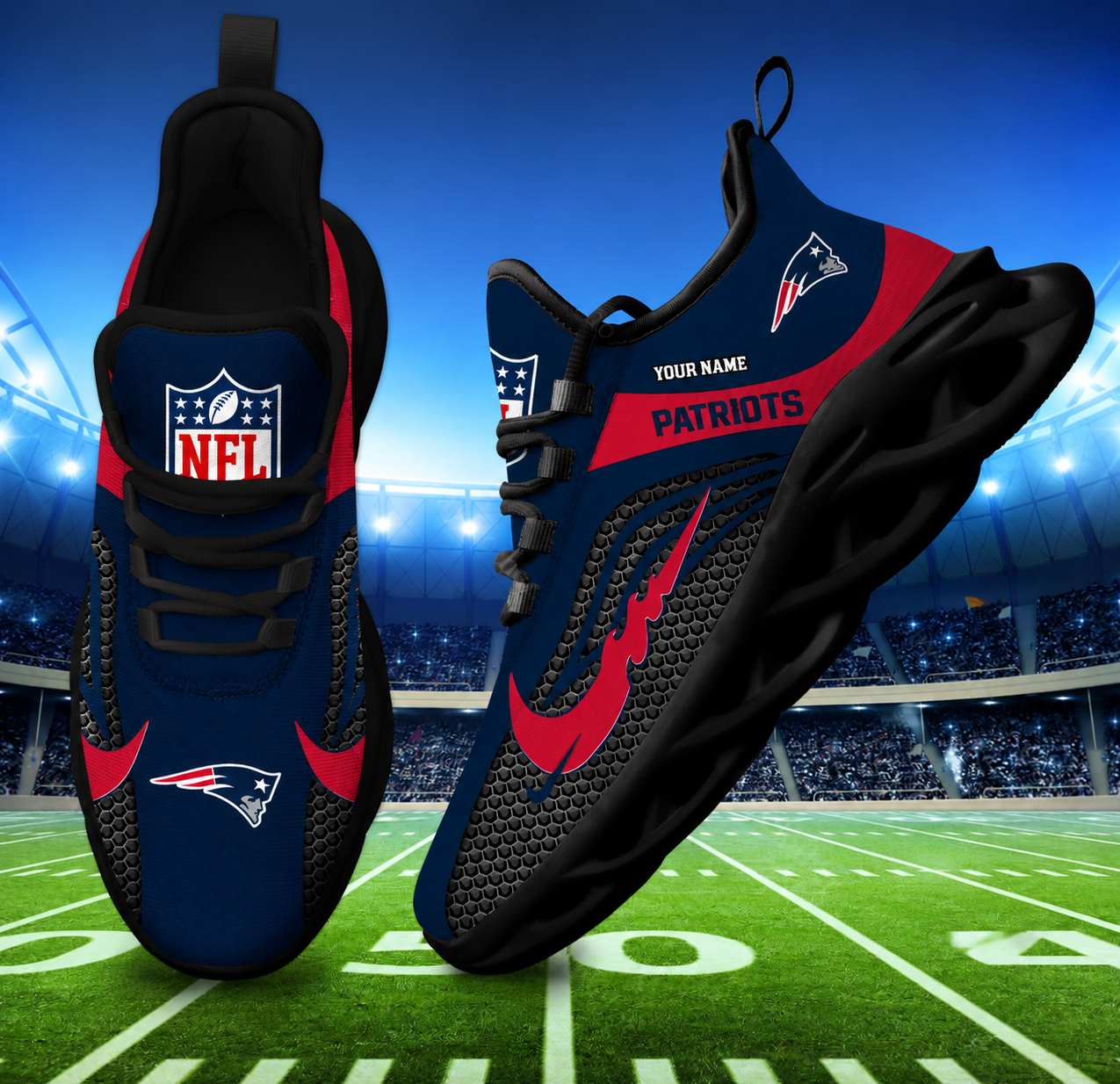 Limited Edition – Customized NFL New England Patriots Unisex Max Soul Sneakers - Image 2