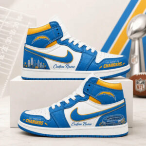 Limited Edition – Customized NFL Los Angeles Chargers Air Jordan 1 Shoes