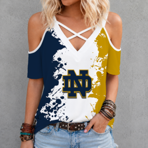 Limited Edition – Customized NCAA Notre Dame Fighting Irish Criss Cross V-Neck Top