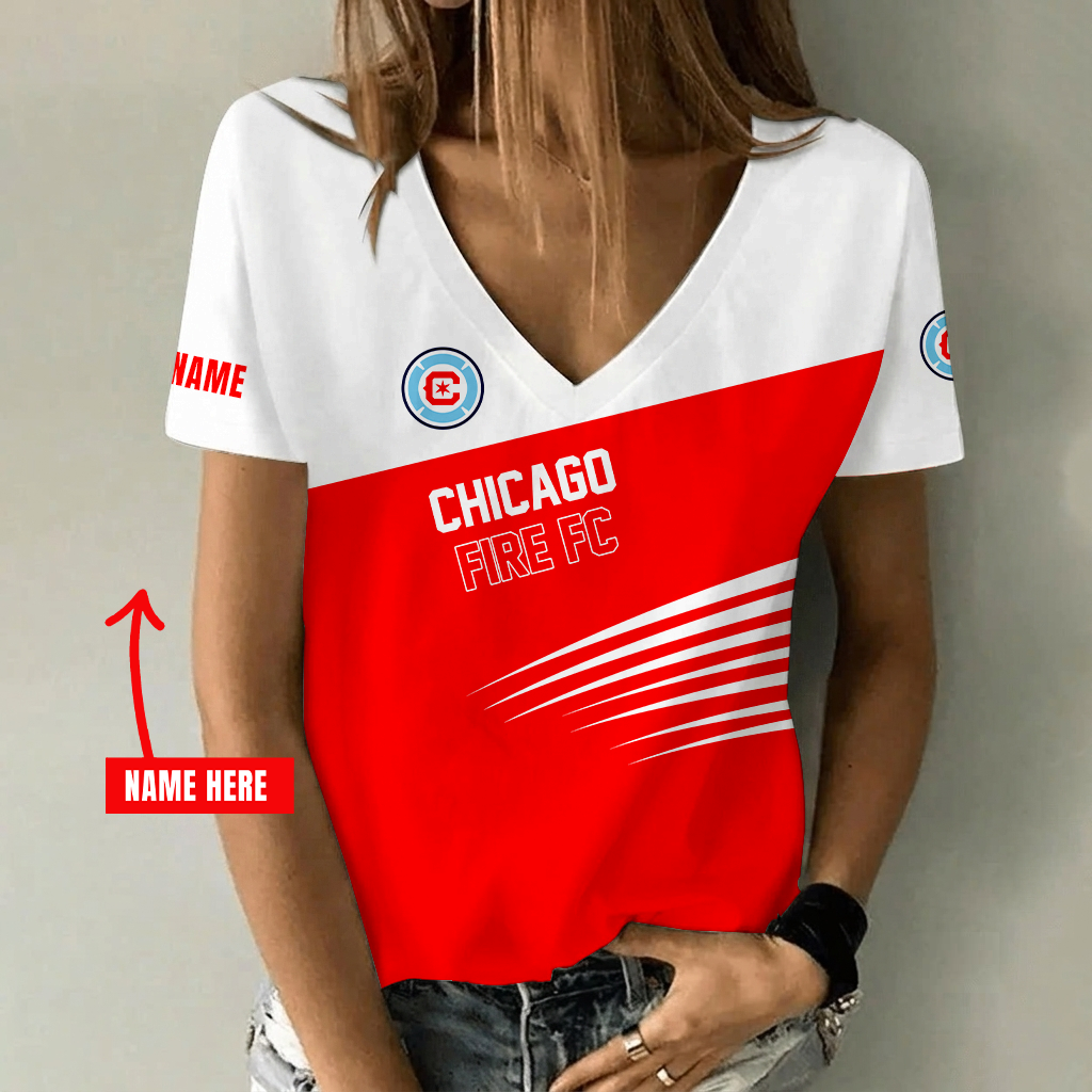 Limited Edition – Customized MLS Chicago Fire Fc V-Neck Female Shirt