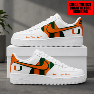 Limited Edition – Customized NCAA Miami Hurricanes Air Force 1 Shoes