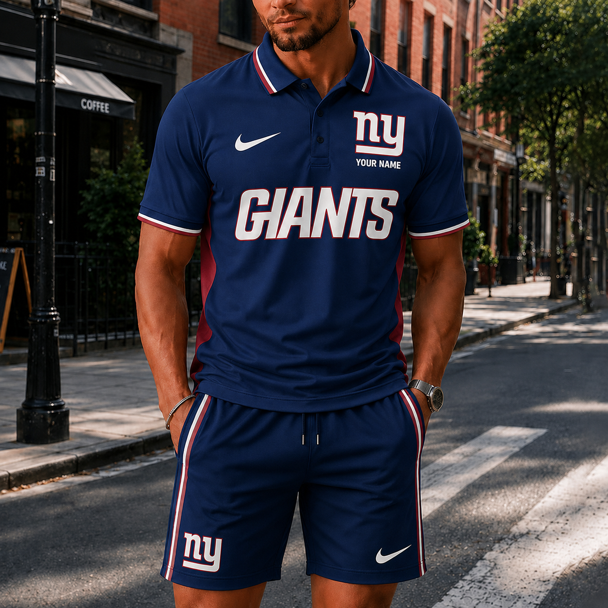 Limited Edition – Customized NFL New York Giants Polo Shirt & Short Pants