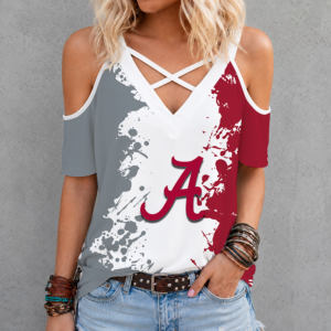 Limited Edition – Customized NCAA Alabama Crimson Tide Criss Cross V-Neck Top