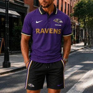 Limited Edition – Customized NFL Baltimore Ravens Polo Shirt & Short Pants