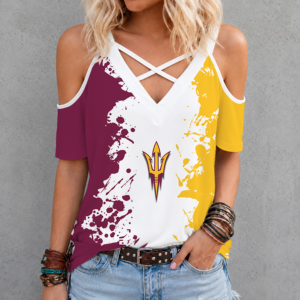 Limited Edition – Customized NCAA Arizona State Sun Devils Criss Cross V-Neck Top