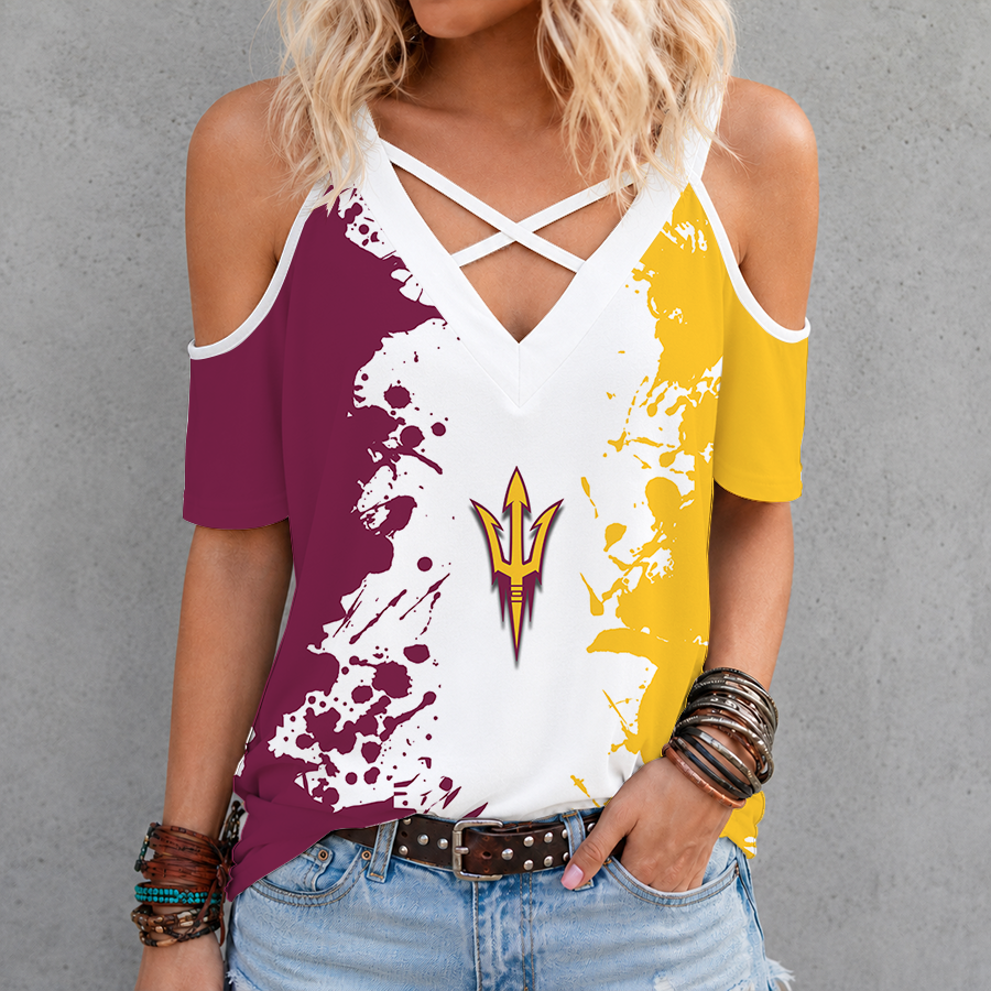 Limited Edition – Customized NCAA Arizona State Sun Devils Criss Cross V-Neck Top