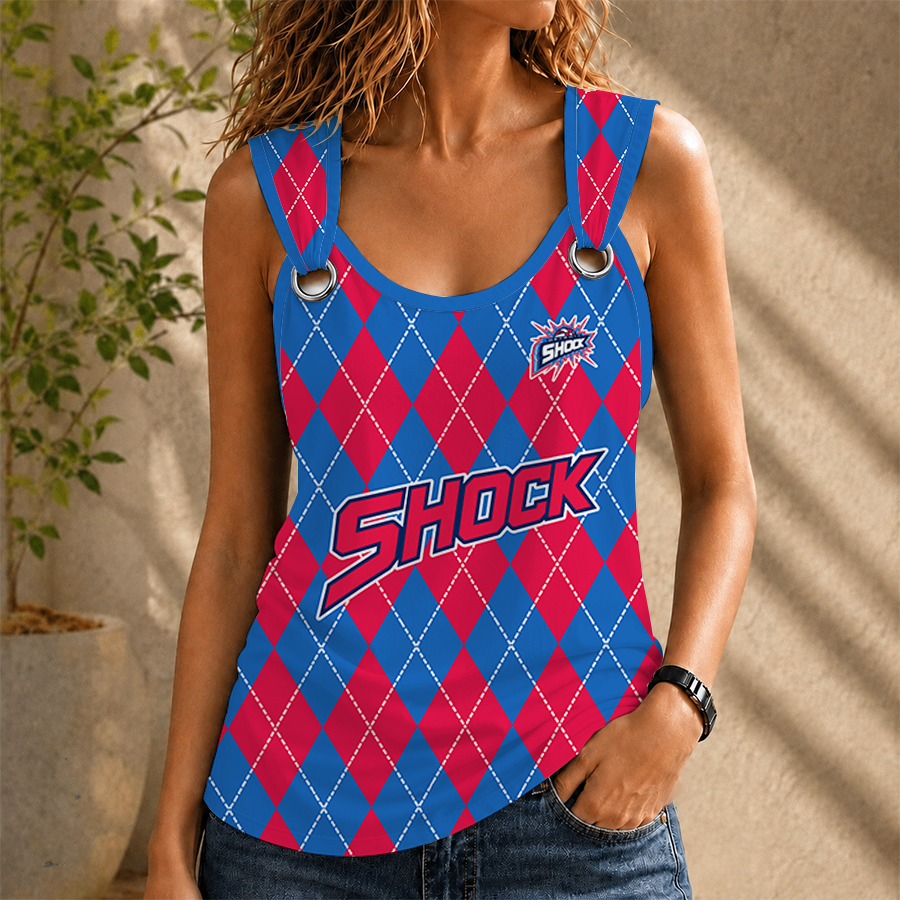 Limited Edition – Customized WNBA Detroit Shock O-Ring Shoulder Tank Top