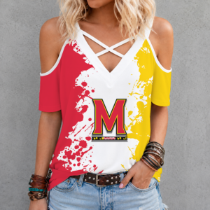 Limited Edition – New Customized NCAA Maryland Terrapins Criss Cross V-Neck Top