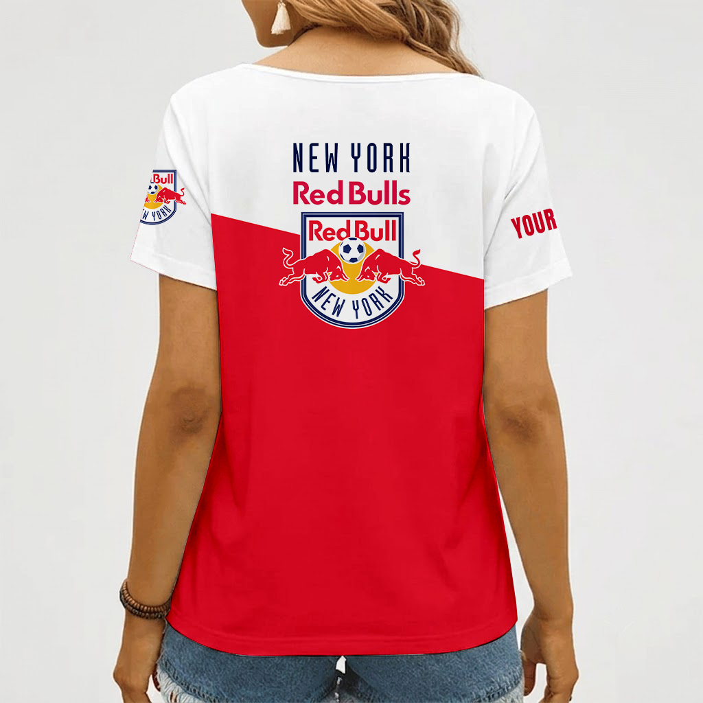 Limited Edition – Customized MLS New York Red Bulls V-Neck Female Shirt - Image 2