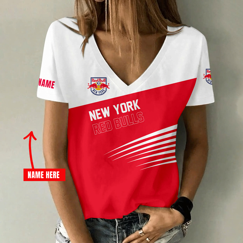 Limited Edition – Customized MLS New York Red Bulls V-Neck Female Shirt