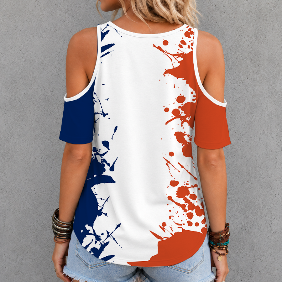 Limited Edition – Customized NHL Edmonton Oilers Criss Cross V-Neck Top - Image 2