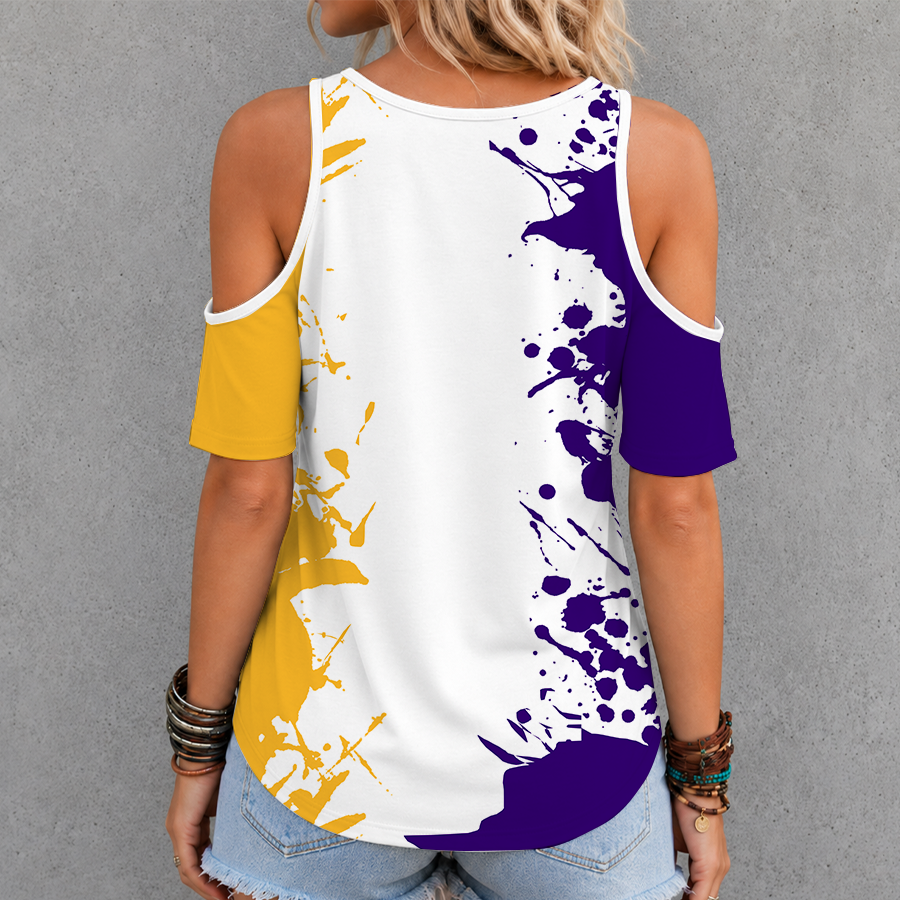 Limited Edition – Customized Nba Los Angeles Lakers Criss Cross V-Neck Top - Image 2