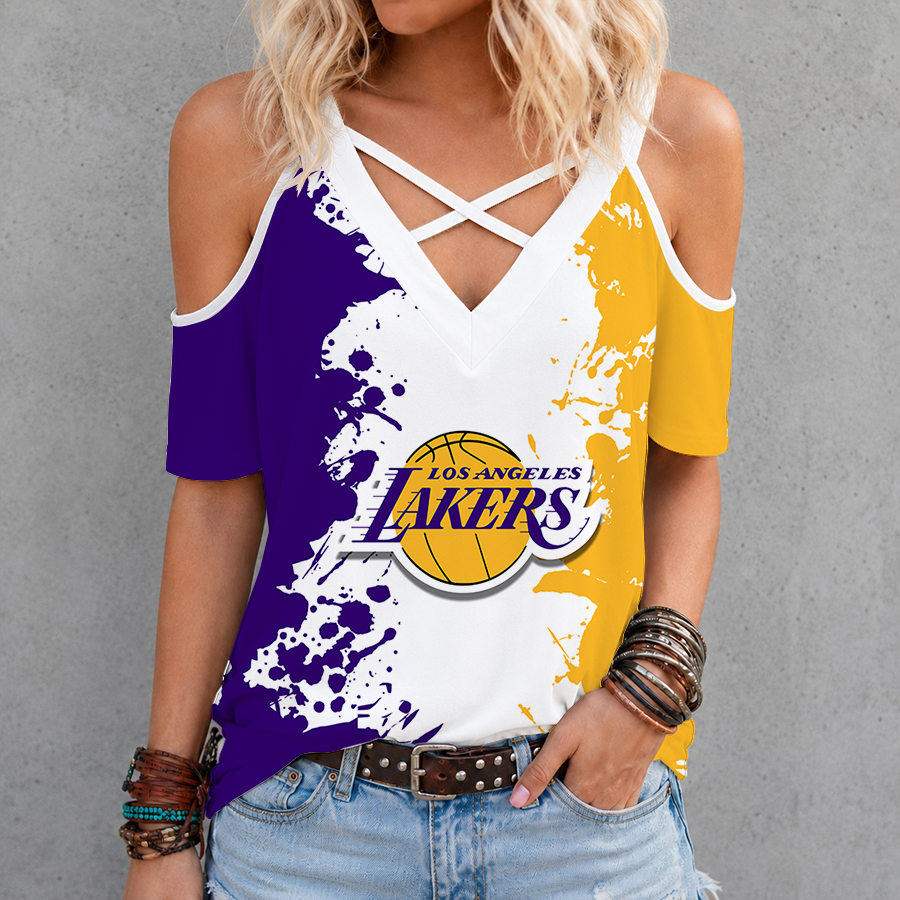 Limited Edition – Customized Nba Los Angeles Lakers Criss Cross V-Neck Top