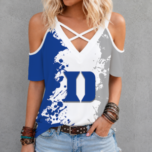 Limited Edition – New Customized NCAA Duke Blue Devils Criss Cross V-Neck Top