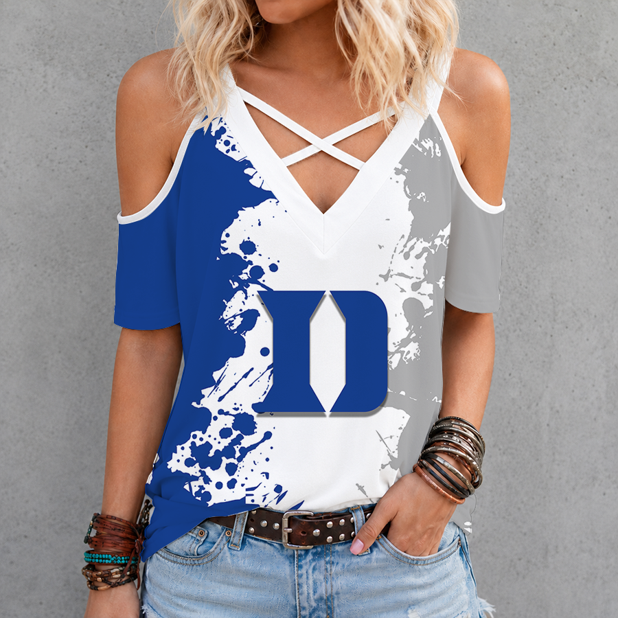 Limited Edition – New Customized NCAA Duke Blue Devils Criss Cross V-Neck Top