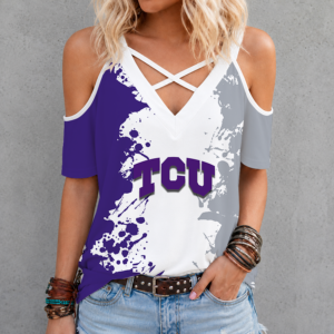 Limited Edition – Customized NCAA Tcu Horned Frogs Criss Cross V-Neck Top