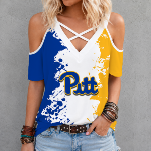 Limited Edition – Customized NCAA Pittsburgh Panthers Criss Cross V-Neck Top