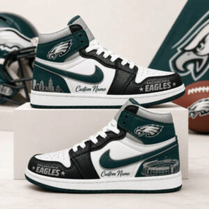 Limited Edition – Customized NFL Philadelphia Eagles Air Jordan 1 Shoes