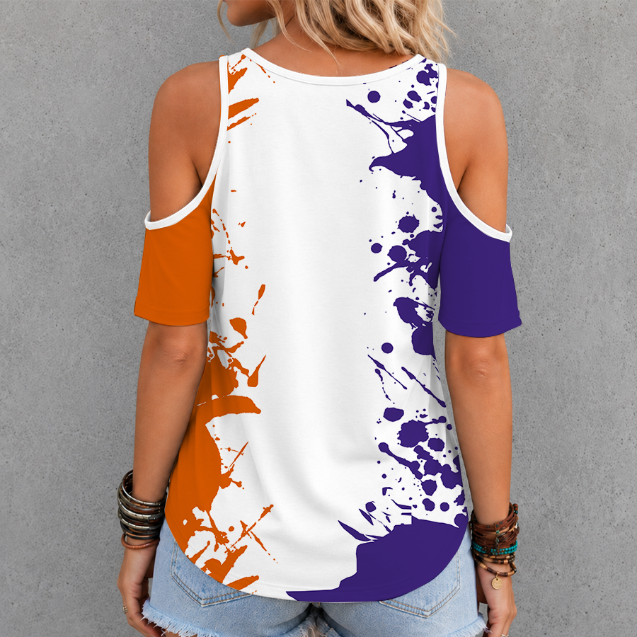 Limited Edition – Customized NCAA Clemson Tigers Criss Cross V-Neck Top - Image 2