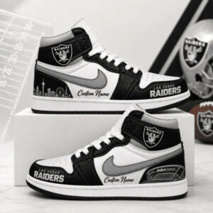 Limited Edition – Customized NFL Las Vegas Raiders Air Jordan 1 Shoes