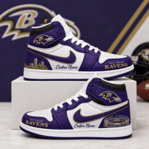 Limited Edition – Customized NFL Baltimore Ravens Air Jordan 1 Shoes