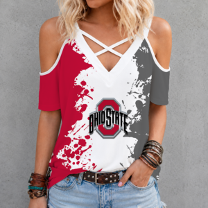 Limited Edition – Customized NCAA Ohio State Buckeyes Criss Cross V-Neck Top
